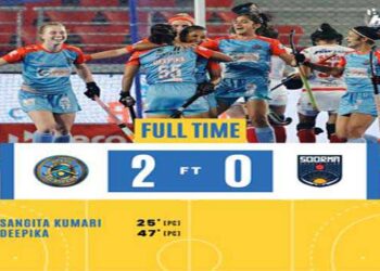 दिल्ली एसजी पाइपर्स ने जेएसडब्ल्यू सूरमा हॉकी को 2-0 से हराया